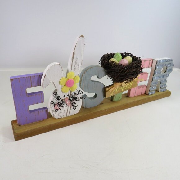 Easter Sign with bird's nest 14" long 6" tall - Picture 3 of 12